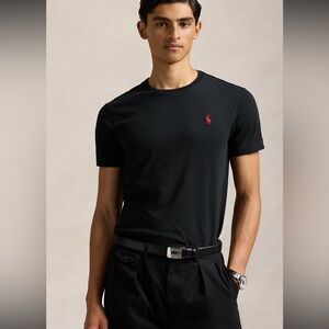 Polo Ralph Lauren 100% Cotton Black Short Sleeve Tee with Red Logo Men’s Small